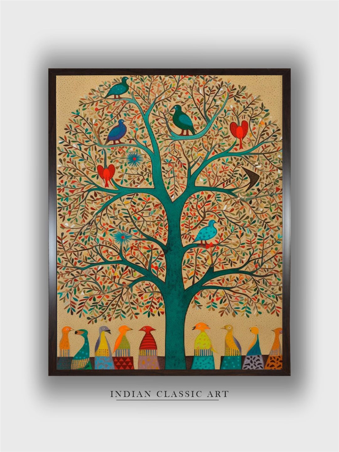 

INDIAN CLASSIC ART Brown & Green Indian Folk Art Wall Art