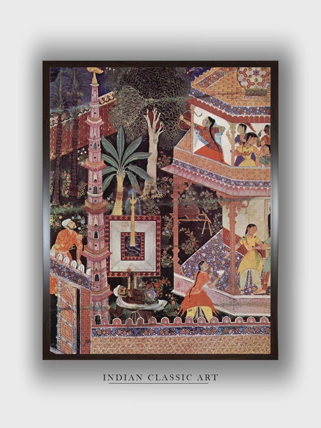 

INDIAN CLASSIC ART Red & Brown Wooden Abstract Folk Wall Art