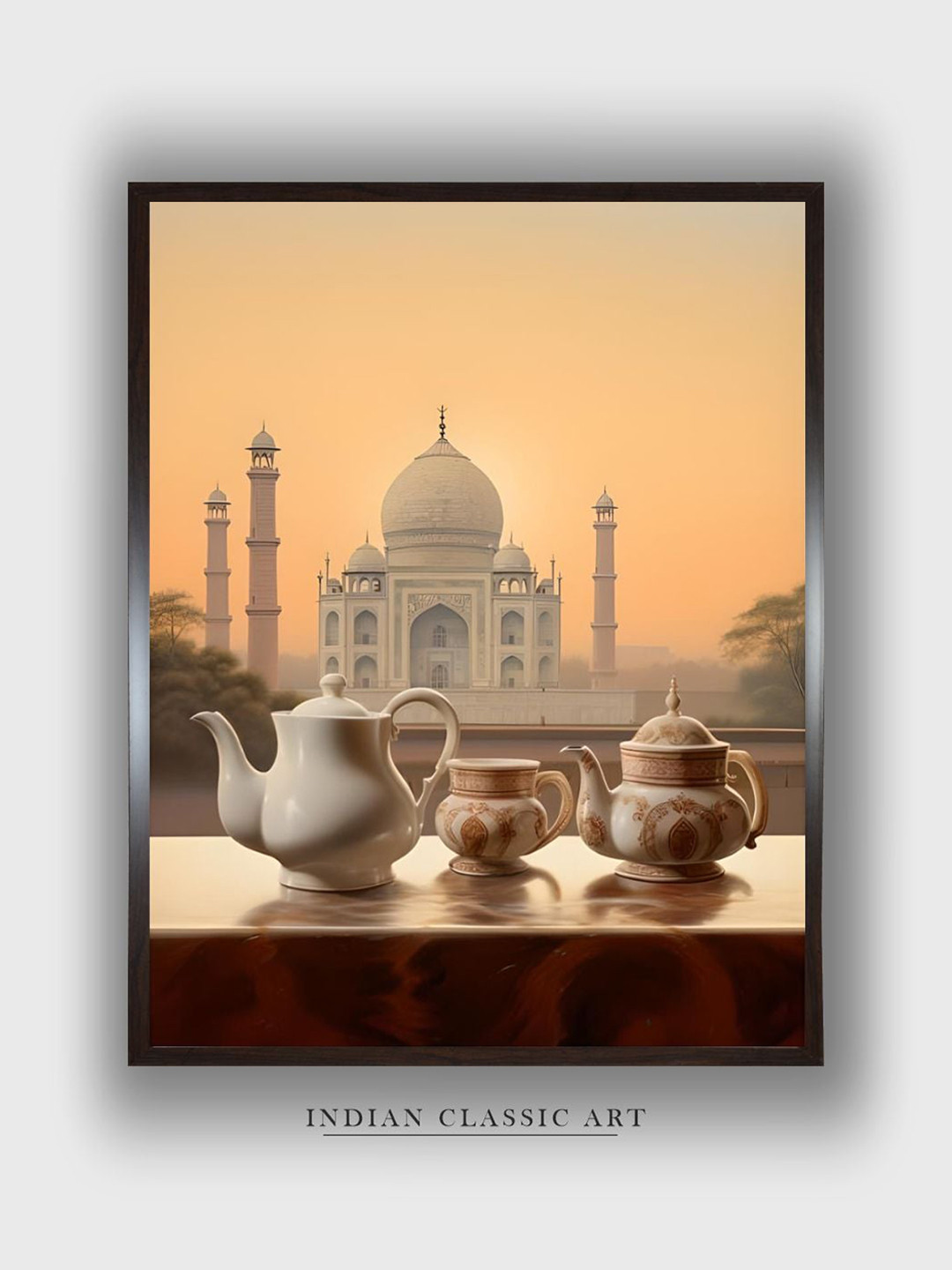 

INDIAN CLASSIC ART Brown & White Wood Painted Wall Art