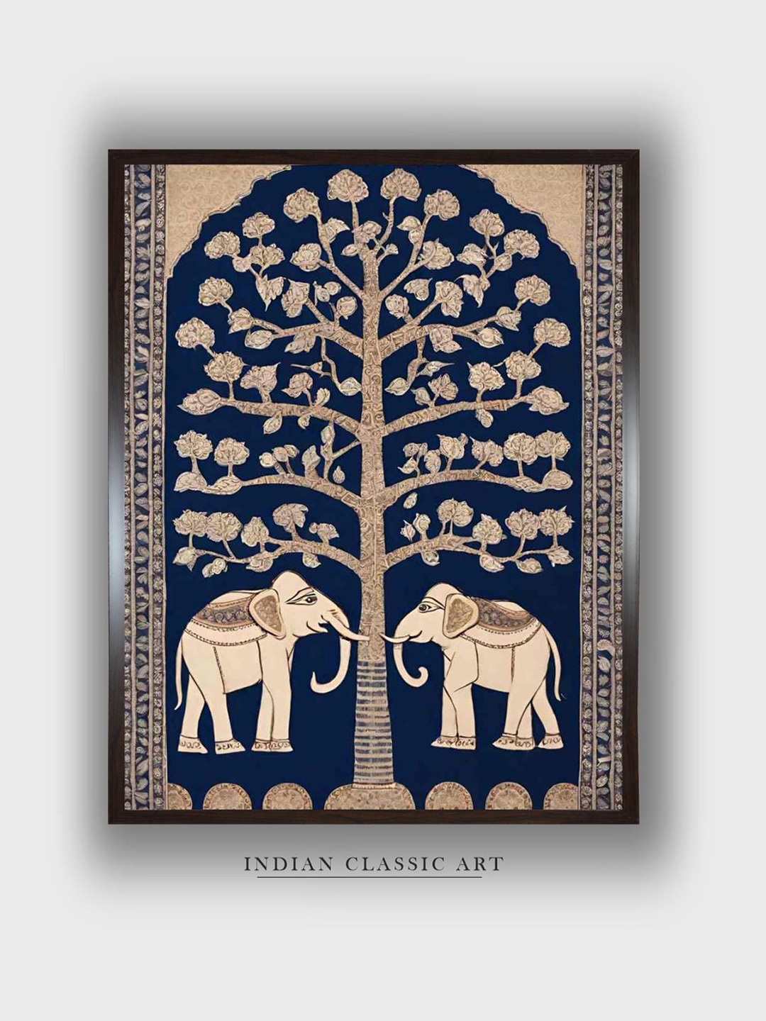 

INDIAN CLASSIC ART Blue & Brown Wooden Folk Wall Art