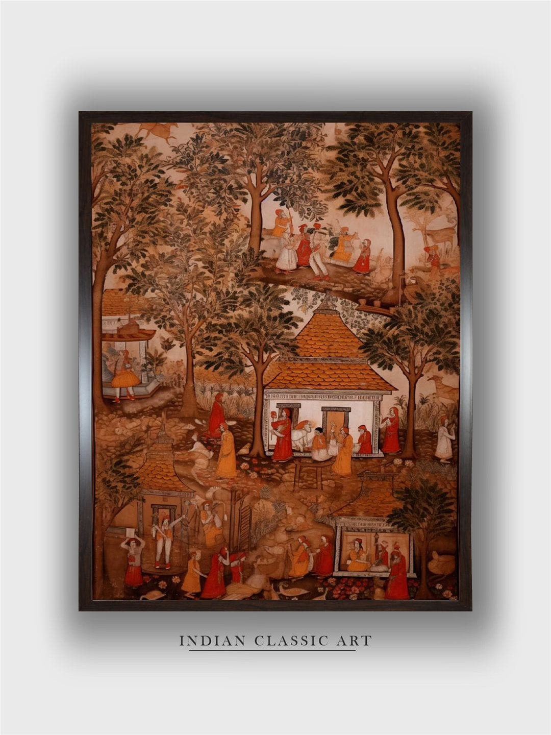 

INDIAN CLASSIC ART Brown & Red Kalamkari Painting Wall Art