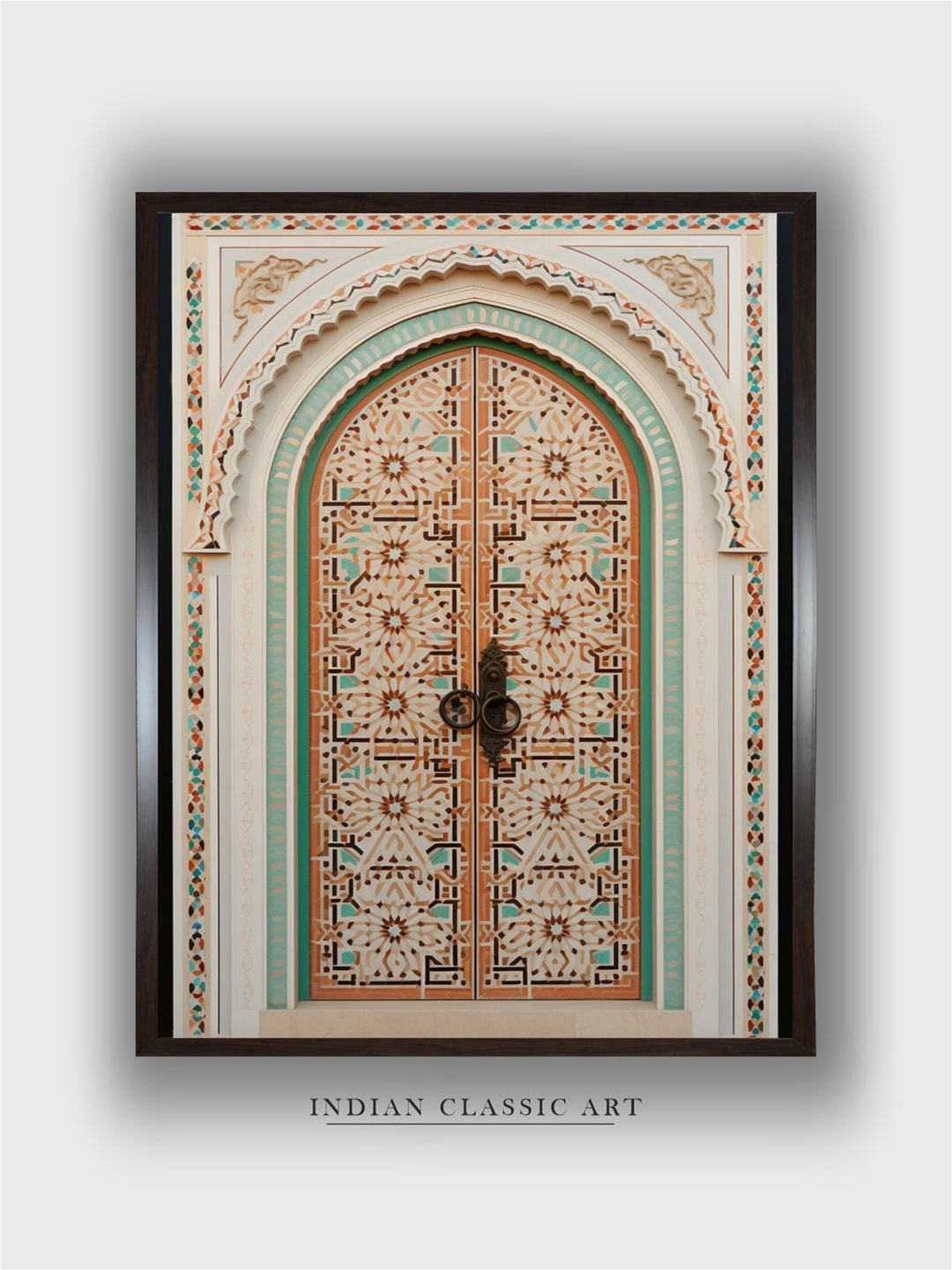 

INDIAN CLASSIC ART Beige & Green Wood Painting Wall Art