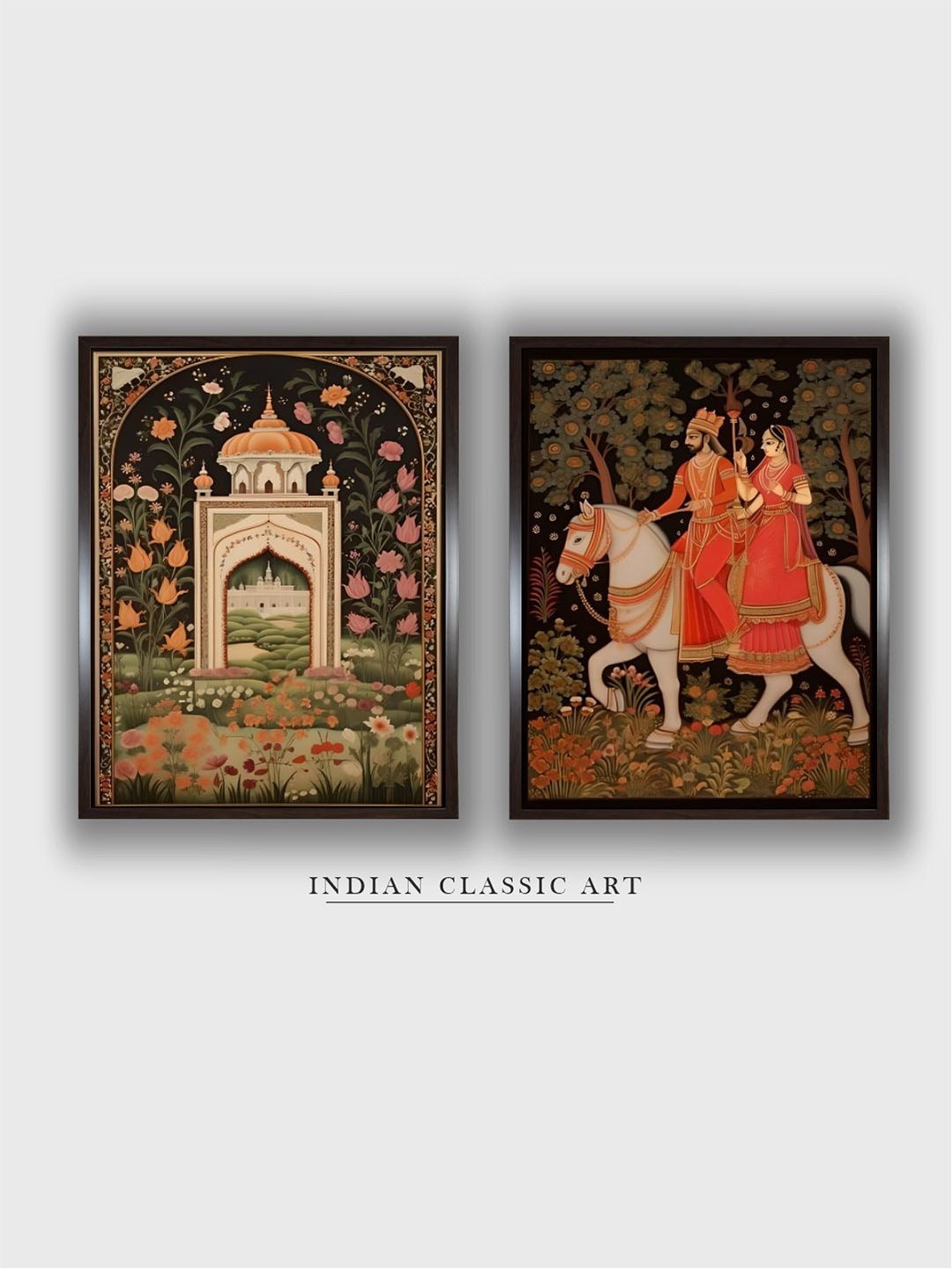 

INDIAN CLASSIC ART 2Pcs Black & Red Indian Folk Wall Art