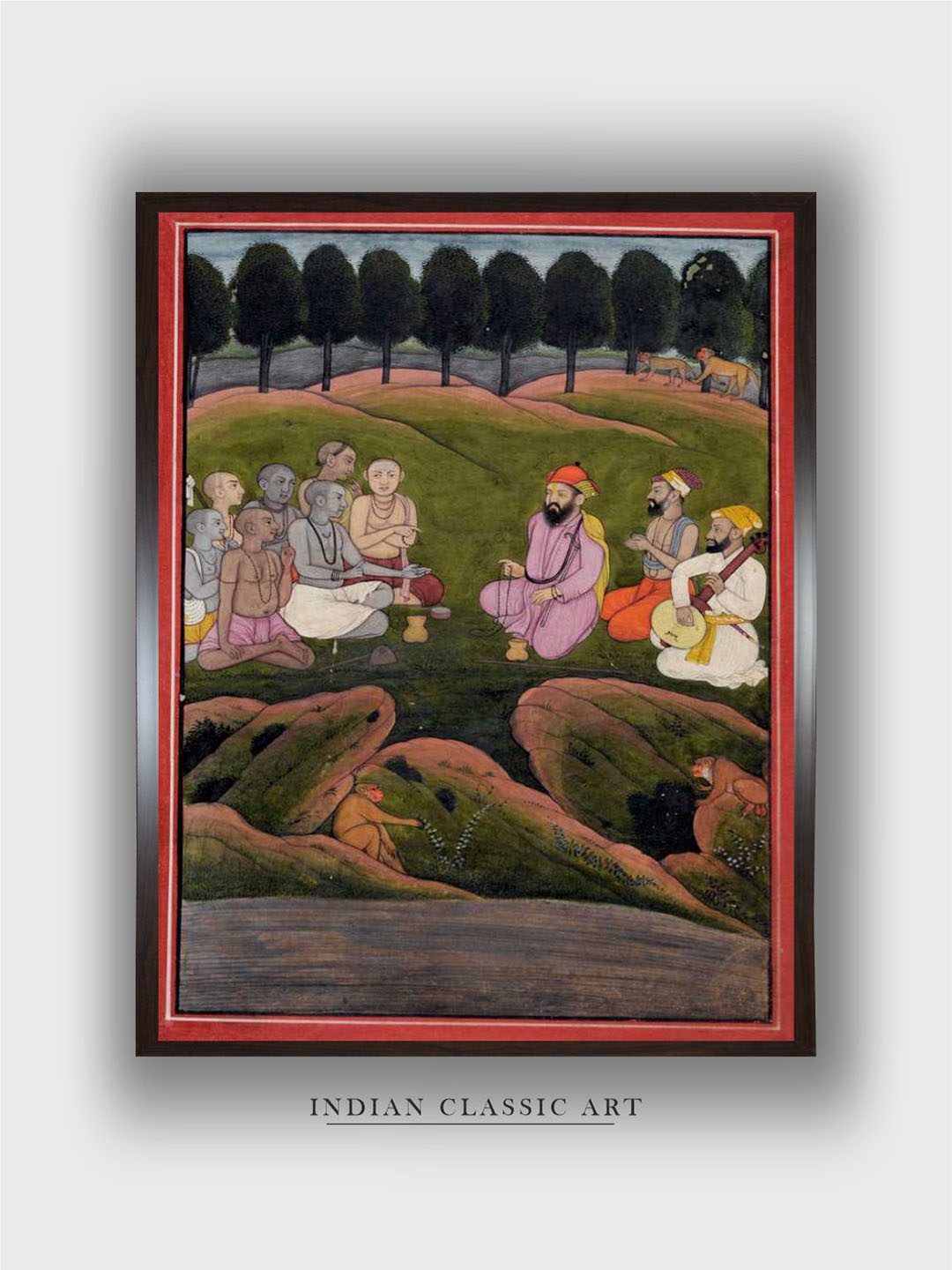 

INDIAN CLASSIC ART Brown & Red Janamsakhi Canvas Wall Art