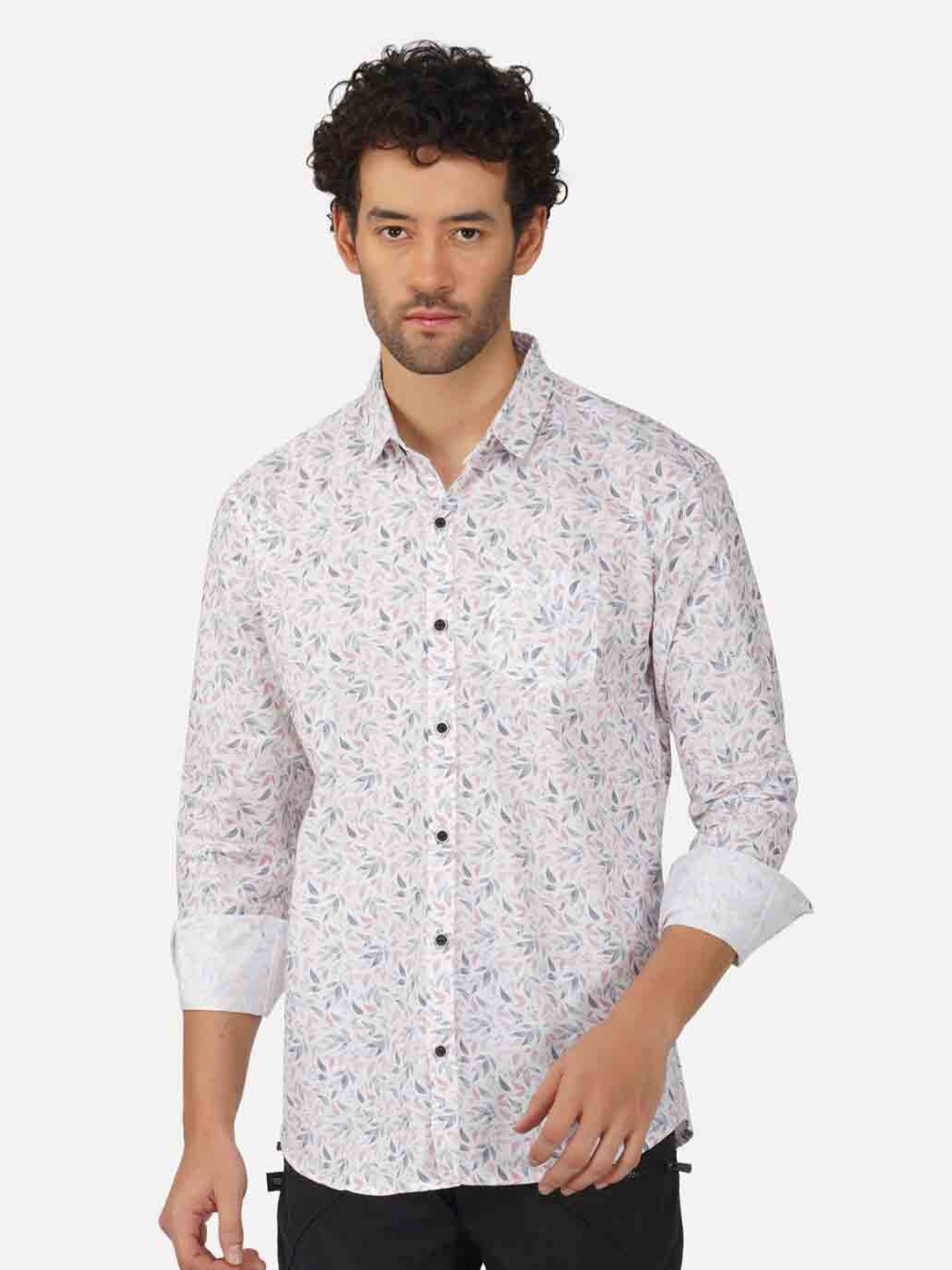 

BASE 41 Slim Fit Floral Printed Cotton Casual Shirt, Pink