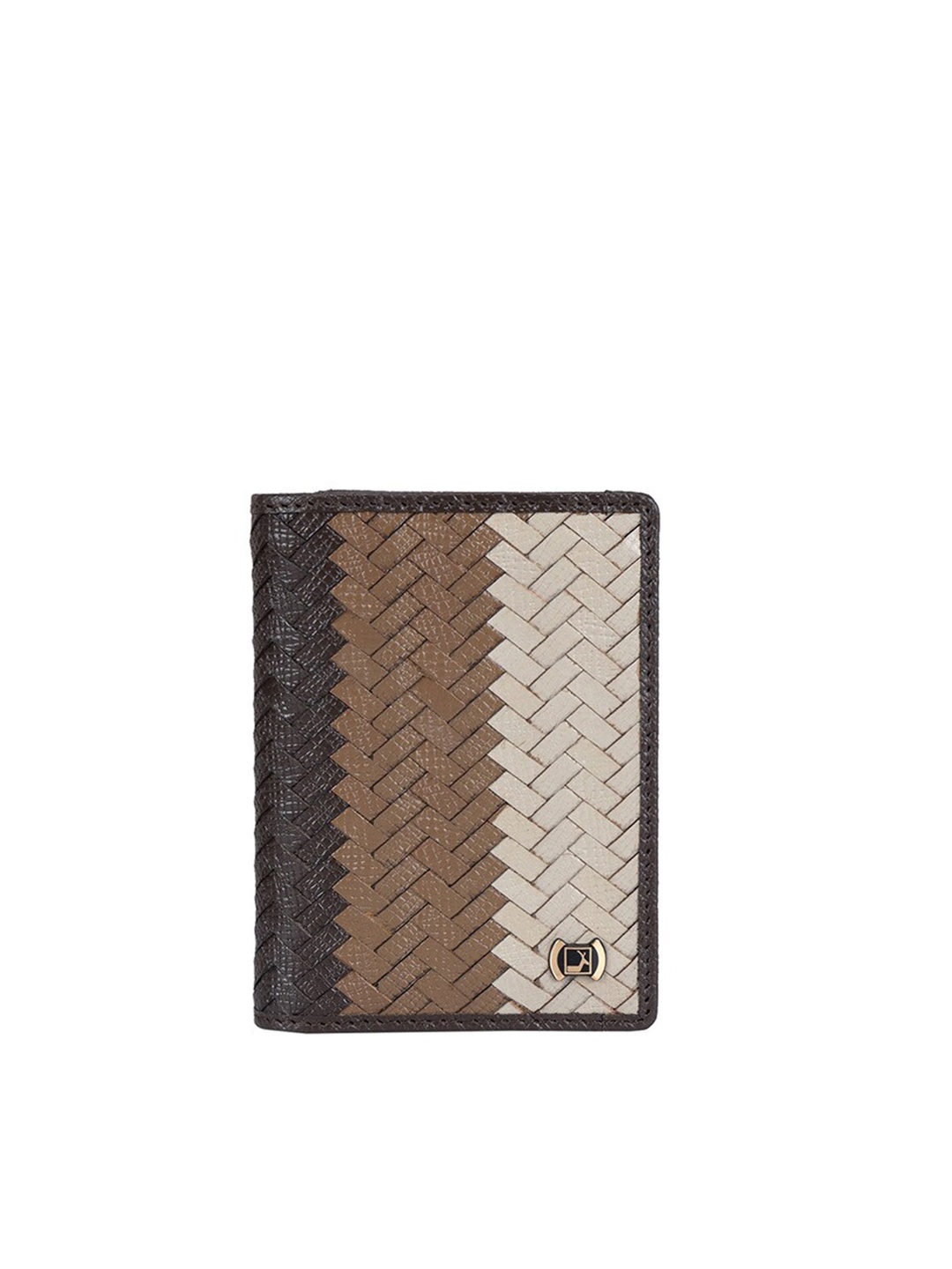 

Da Milano Unisex Brand Logo Textured Leather Card Holder, Brown