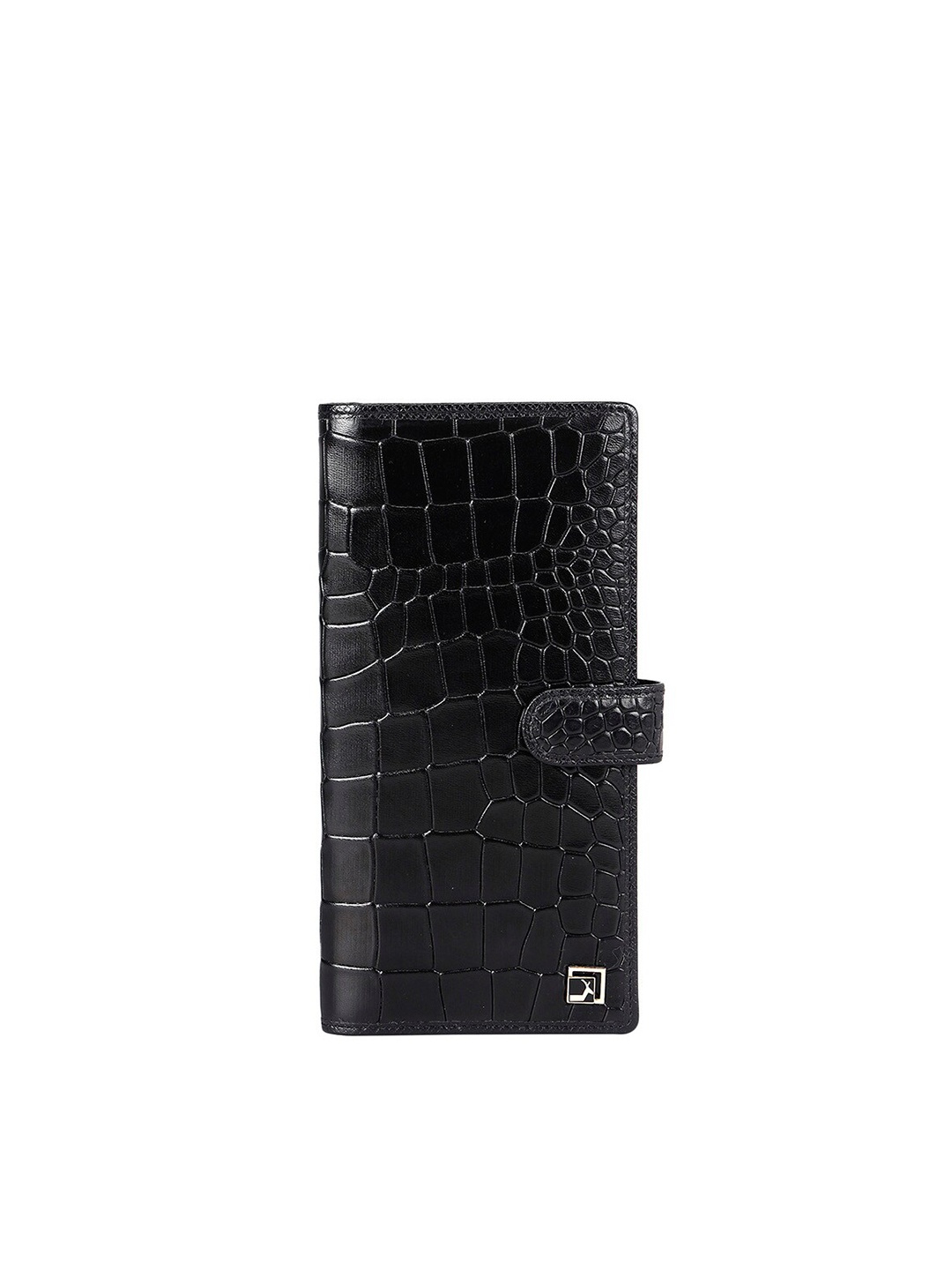 

Da Milano Unisex Brand Logo Textured Leather Card Holder, Black