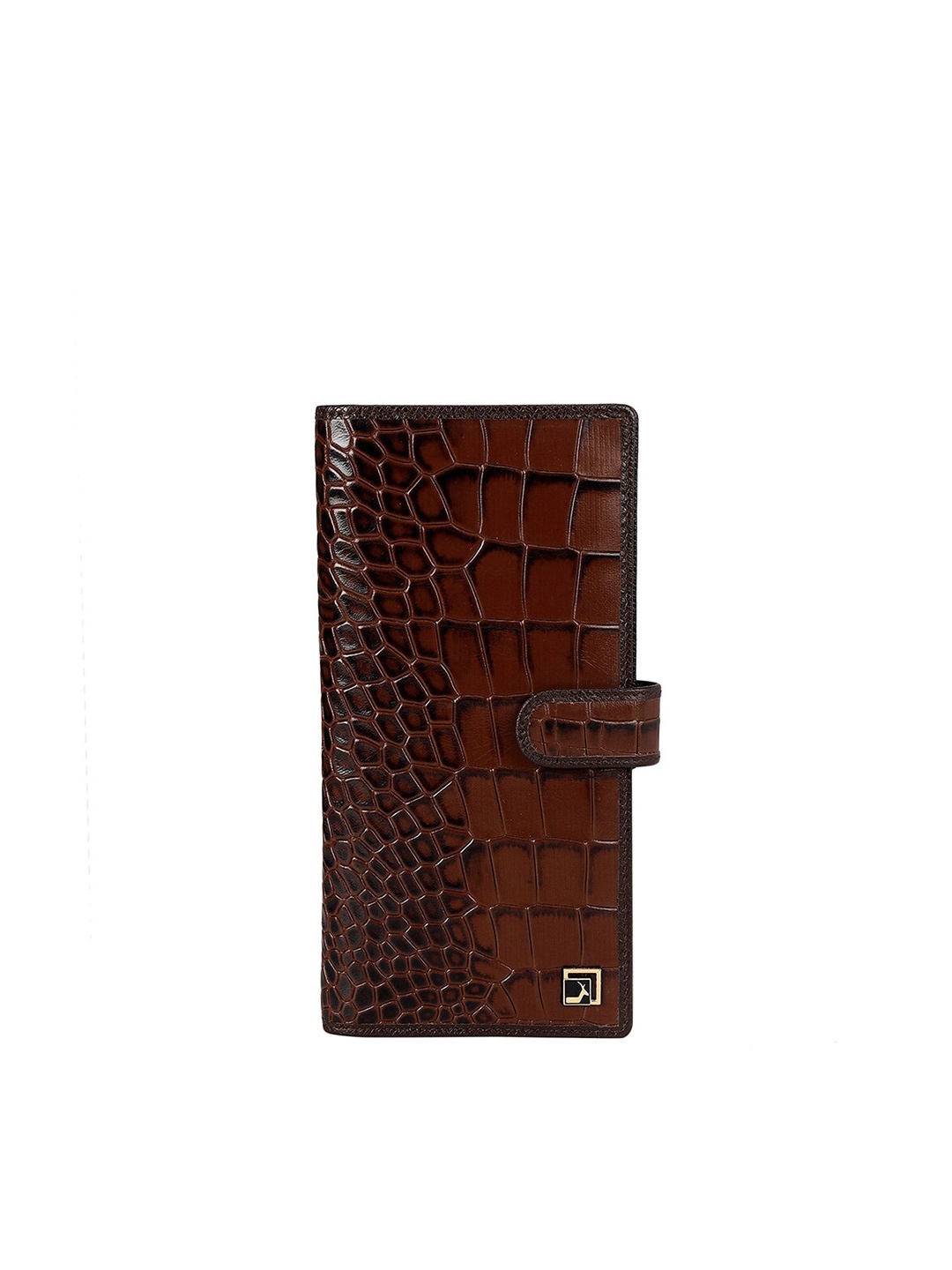 

Da Milano Unisex Brand Logo Textured Leather Card Holder, Brown