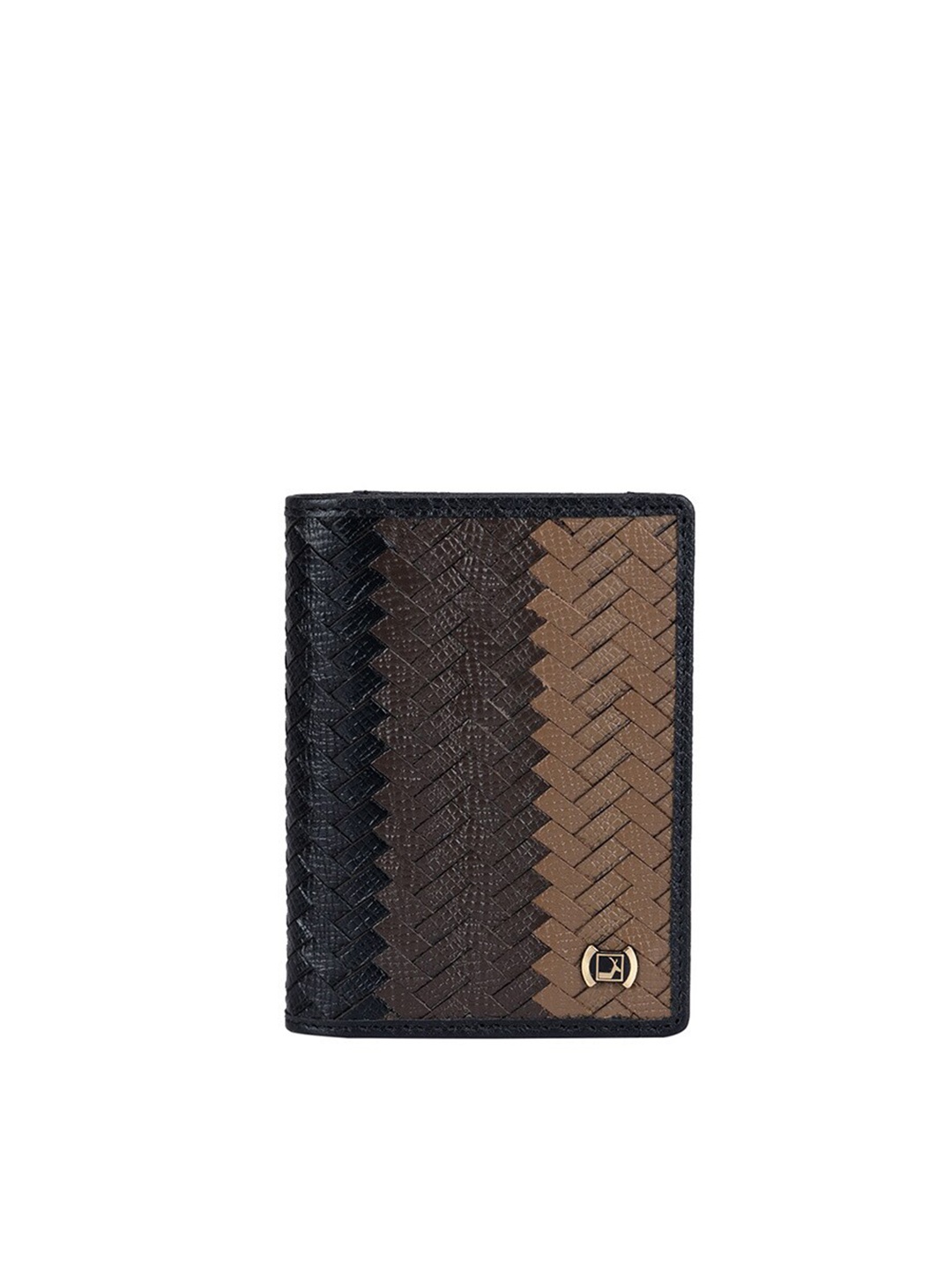 

Da Milano Unisex Brand Logo Textured Leather Card Holder, Black