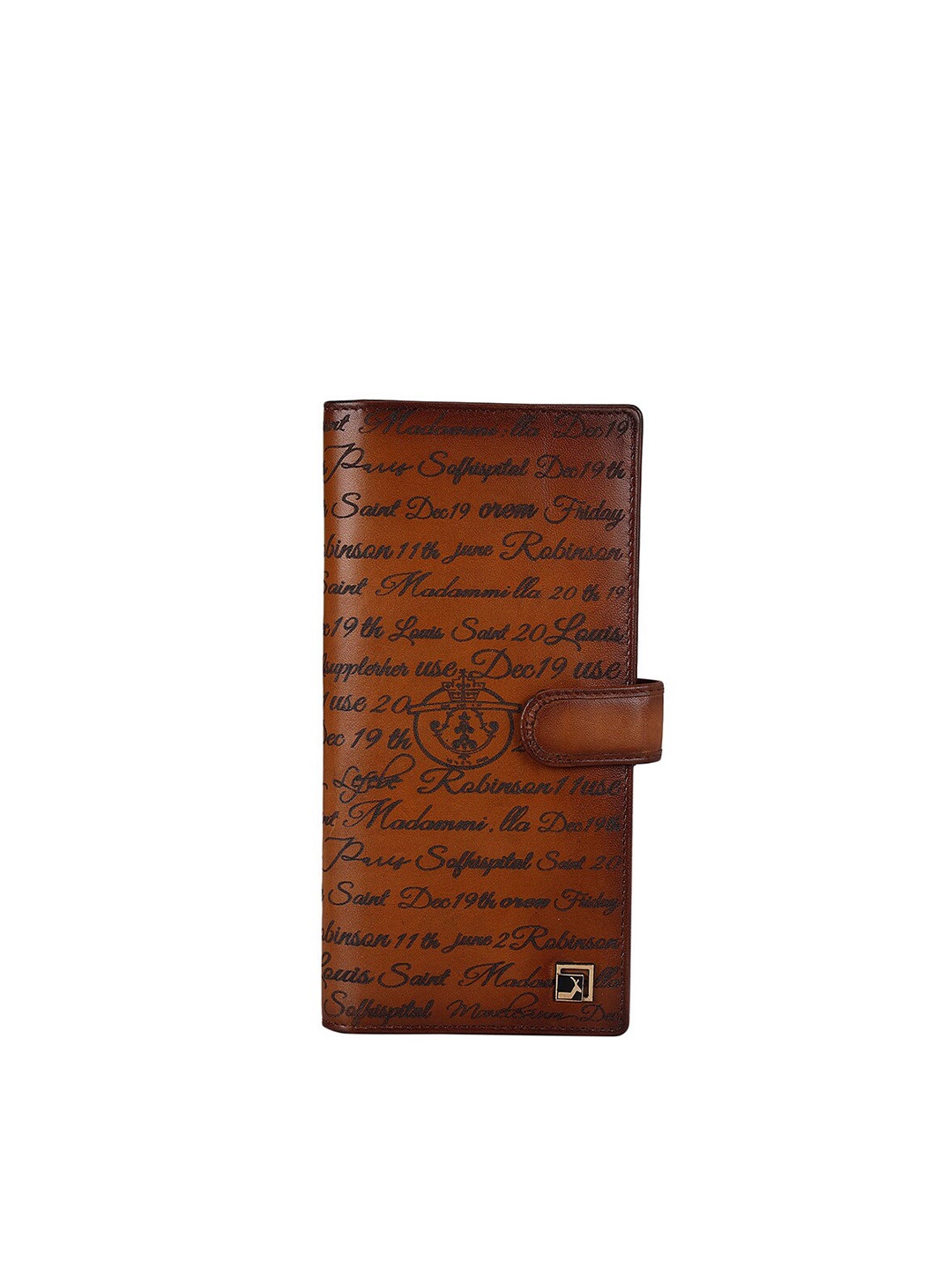 

Da Milano Unisex Typography Printed Leather Card Holder, Brown