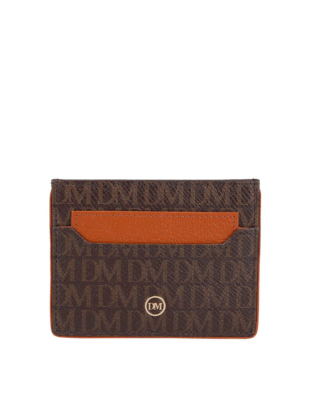 

Da Milano Unisex Brand Logo Printed Leather Card Holder, Brown