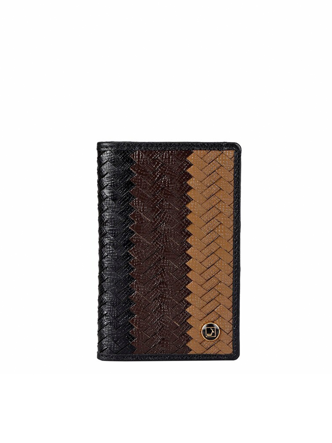 

Da Milano Unisex Geometric Textured Leather Card Holder, Black