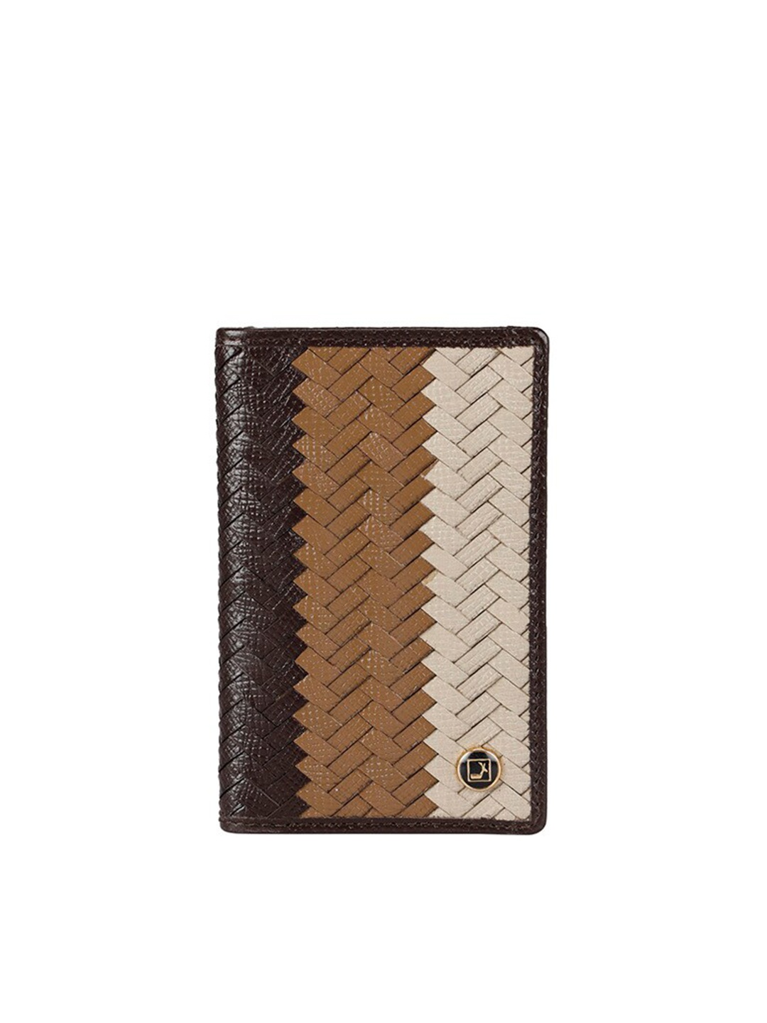 

Da Milano Unisex Geometric Textured Leather Card Holder, Brown