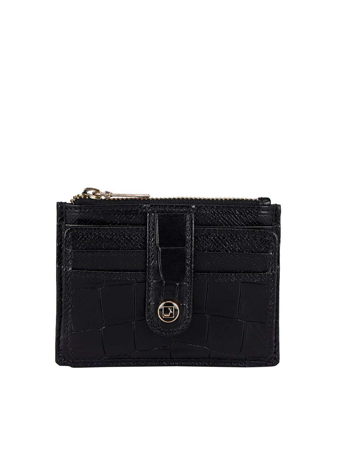 

Da Milano Unisex Animal Textured Leather Card Holder, Black