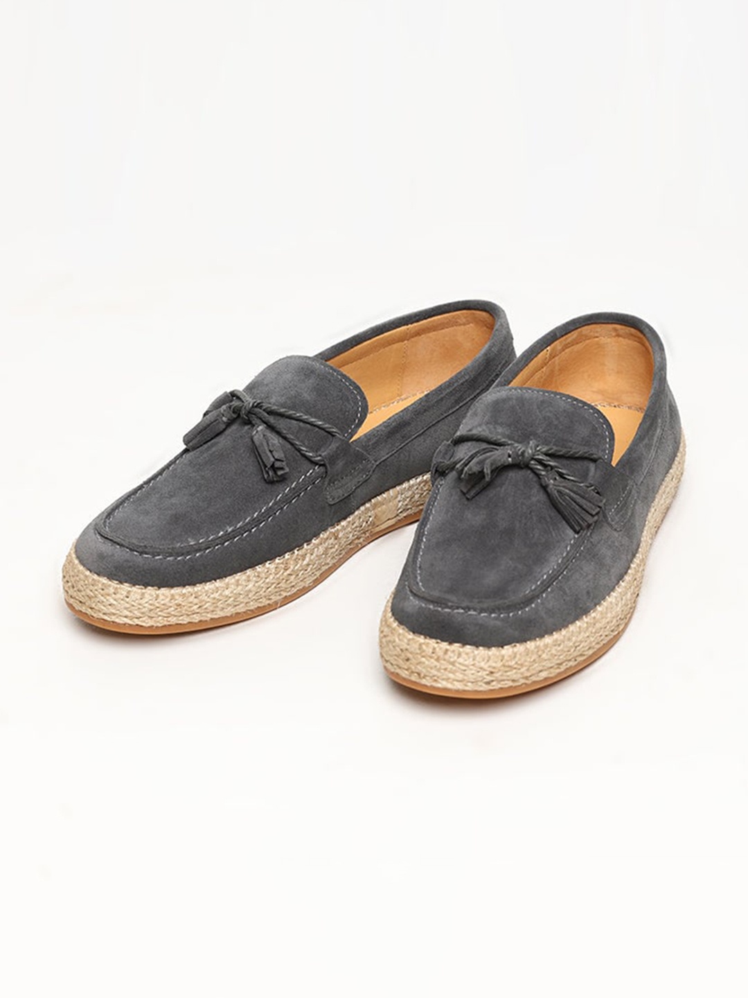 

Snitch Men Grey Suede Espadrilles With Bows