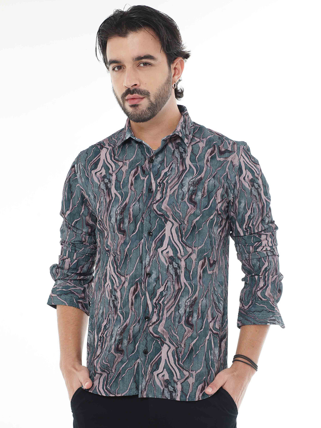 

SORATIA Abstract Printed Casual Shirt, Green