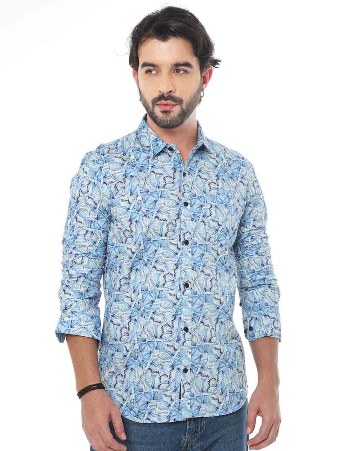 

SORATIA Graphic Printed Cotton Casual Shirt, Blue
