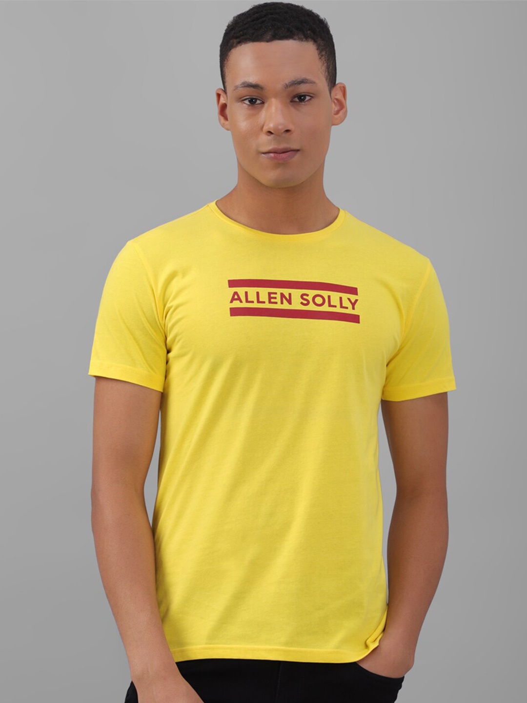 

Allen Solly Typography Printed Pure Cotton T-Shirt, Yellow