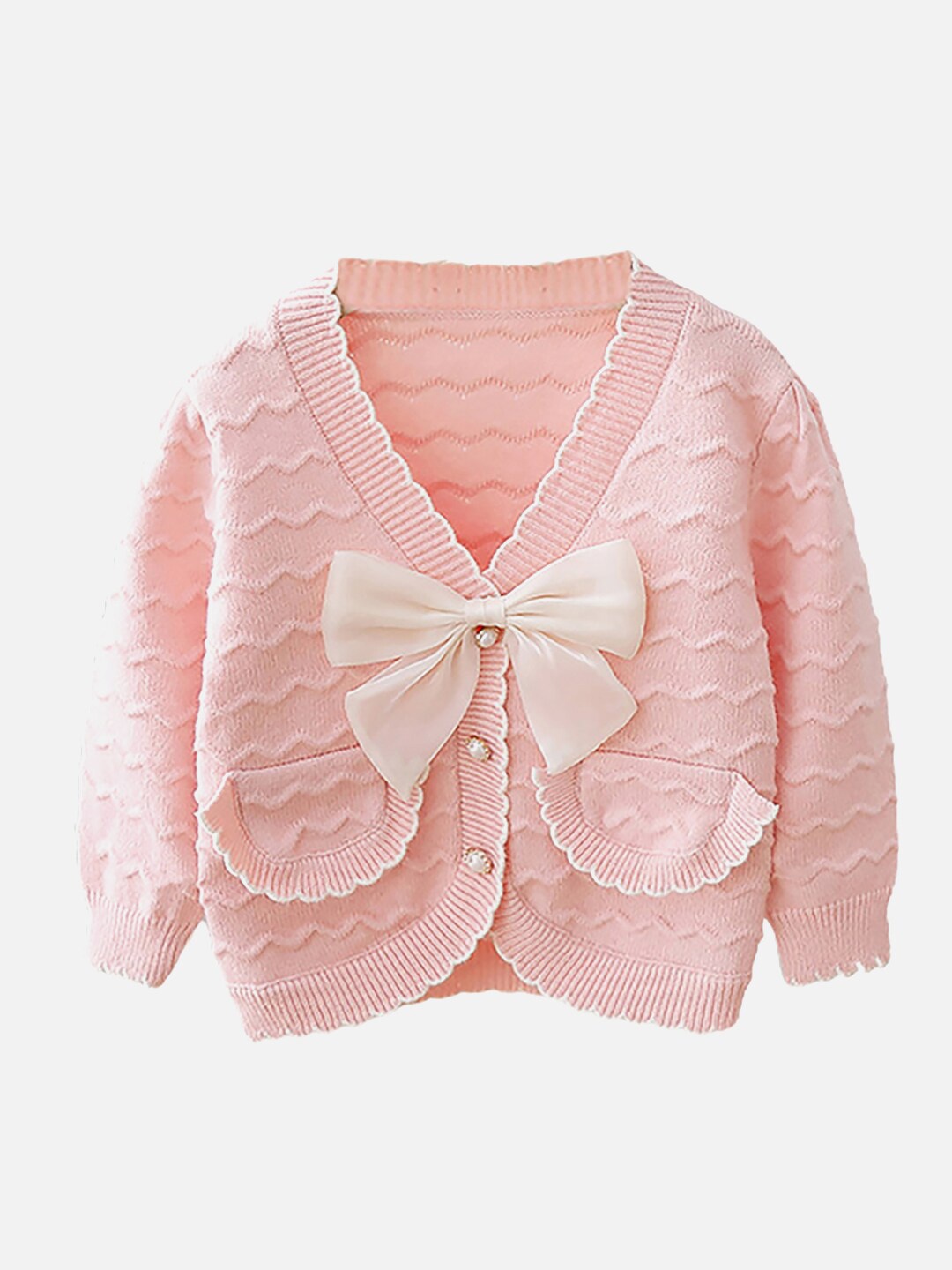 

Little Surprise Box LLP Kids Self Designed Pure Cotton Cardigan, Pink