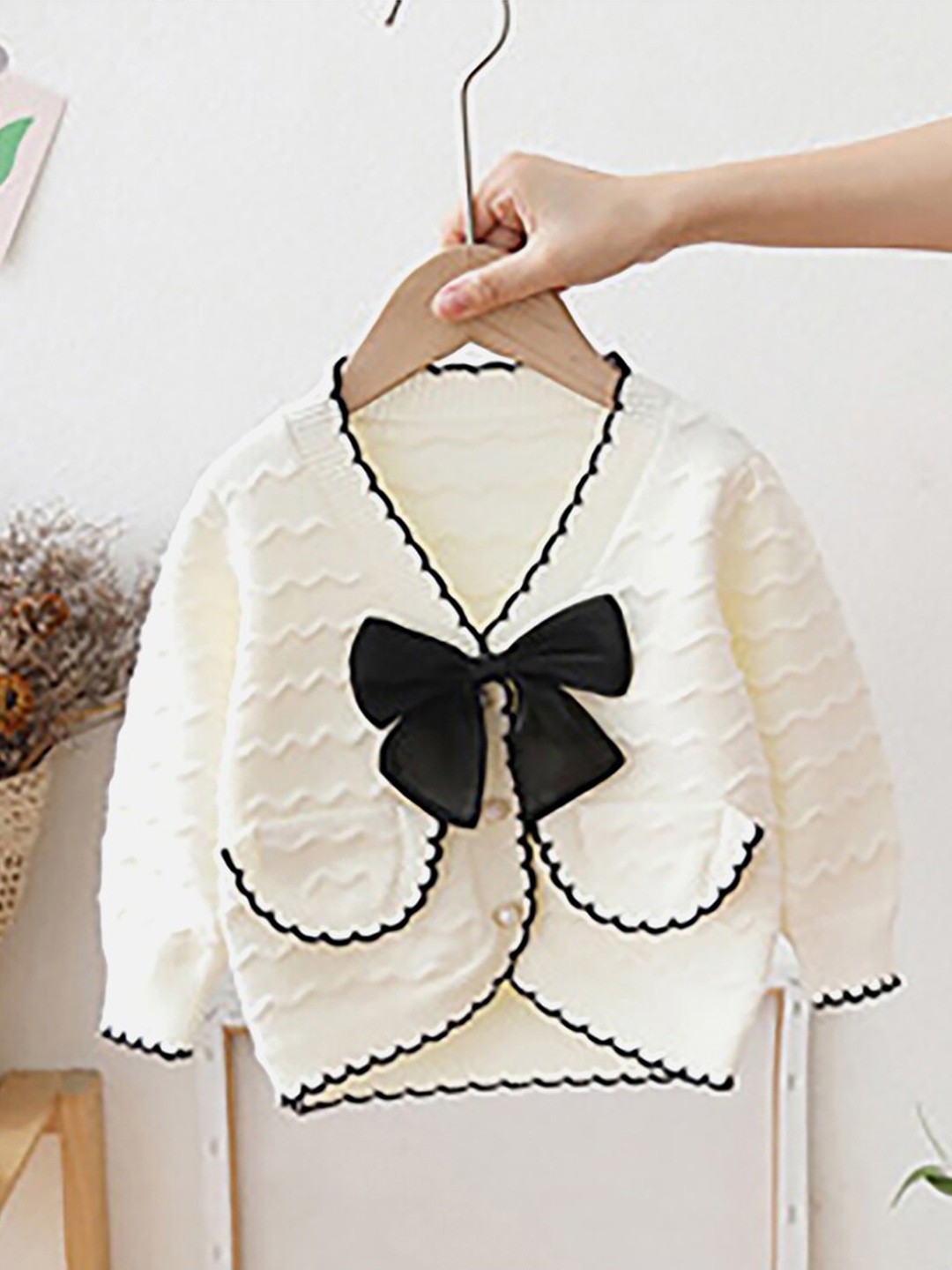 

Little Surprise Box LLP Kids Self Designed Pure Cotton Cardigan, Off white