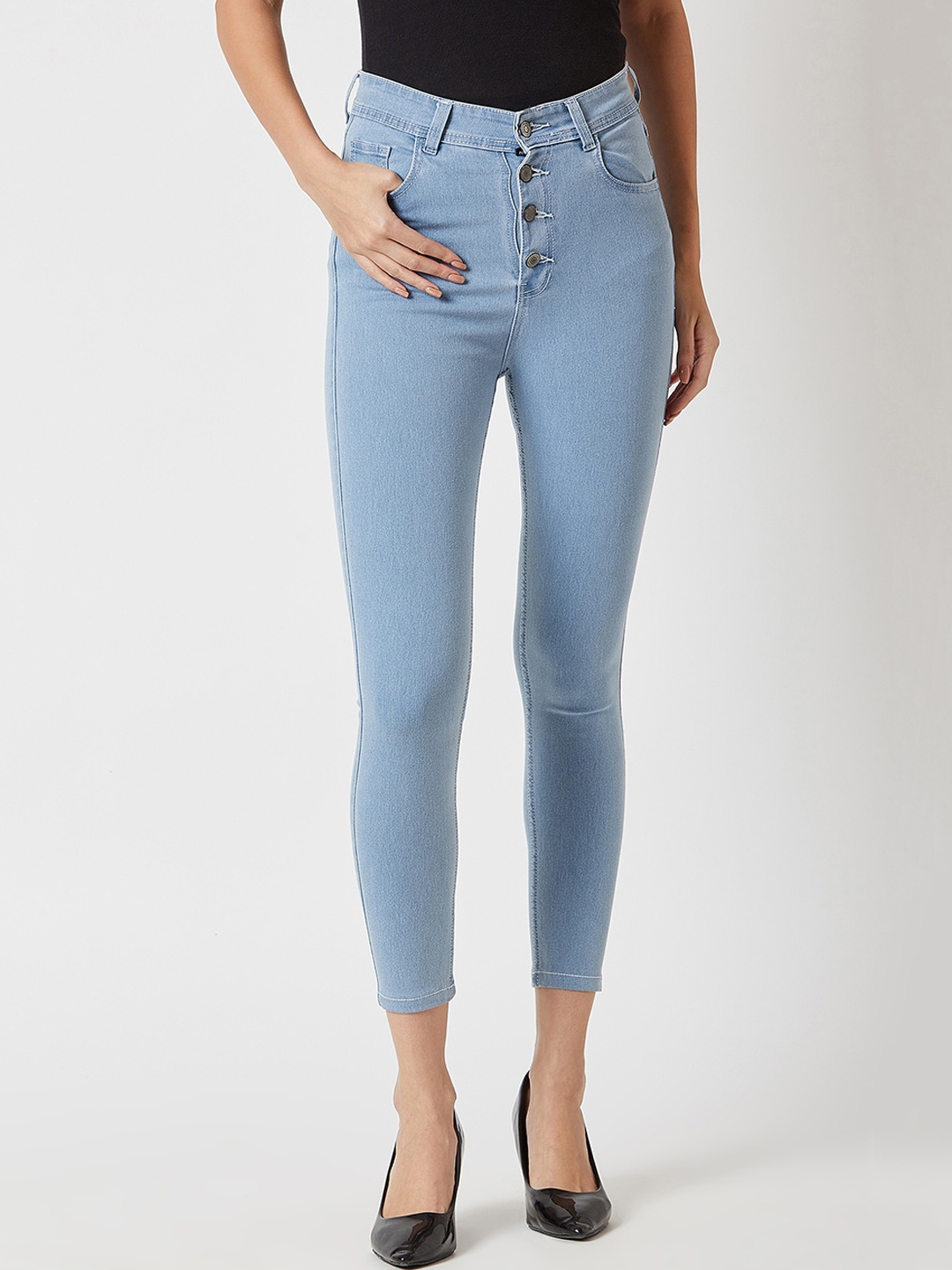 

DOLCE CRUDO Women Blue Skinny Fit High-Rise Clean Look Stretchable Jeans
