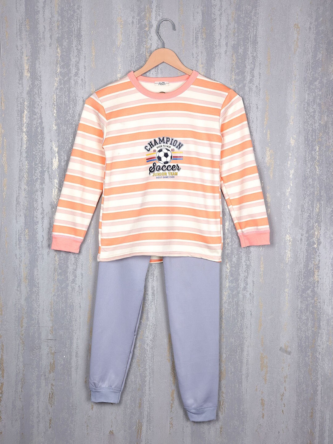 

Steele Boys Striped Pure Cotton Tracksuit, Orange