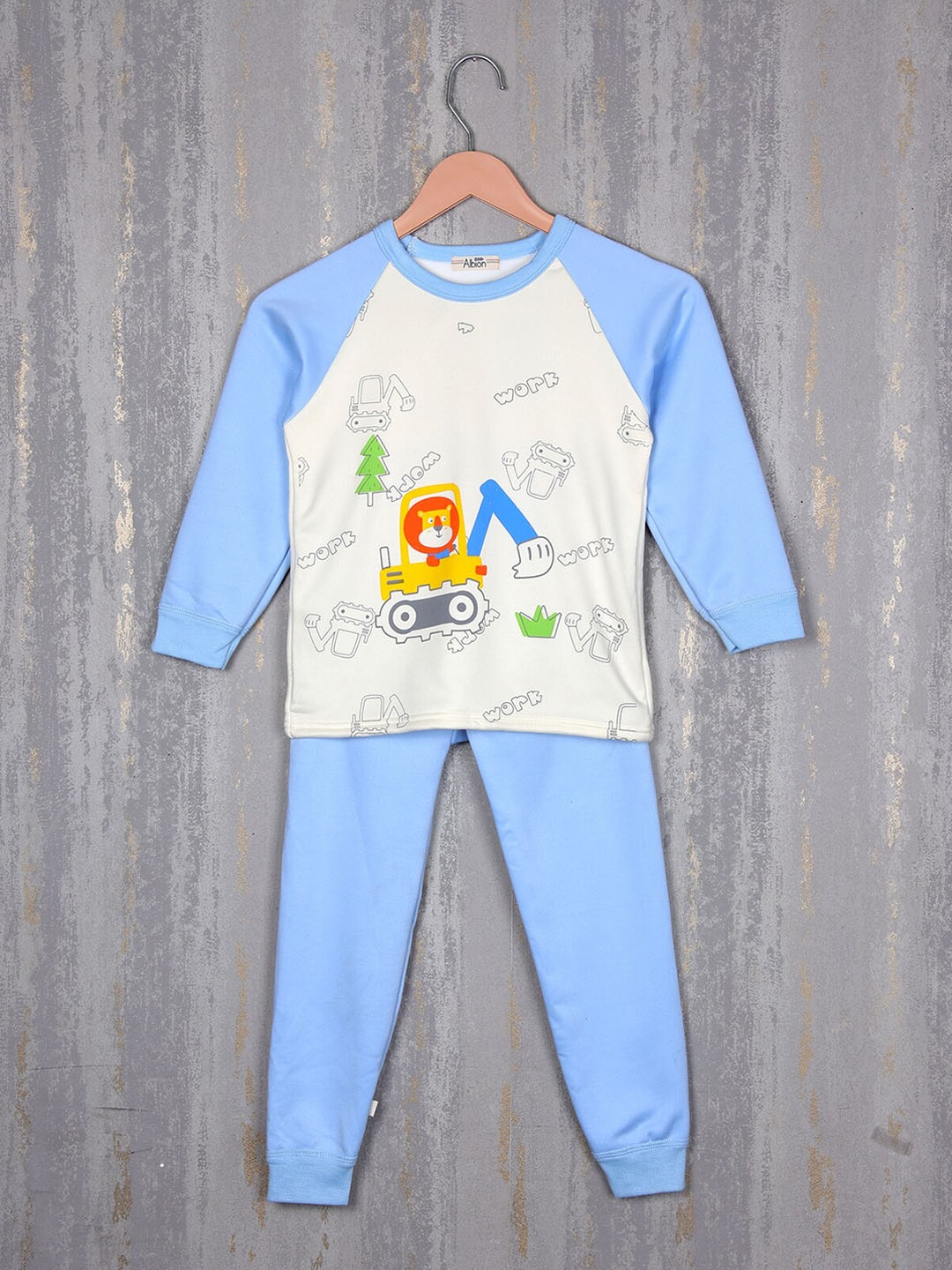 

Steele Boys Conversational Printed Pure Cotton Tracksuits, Cream