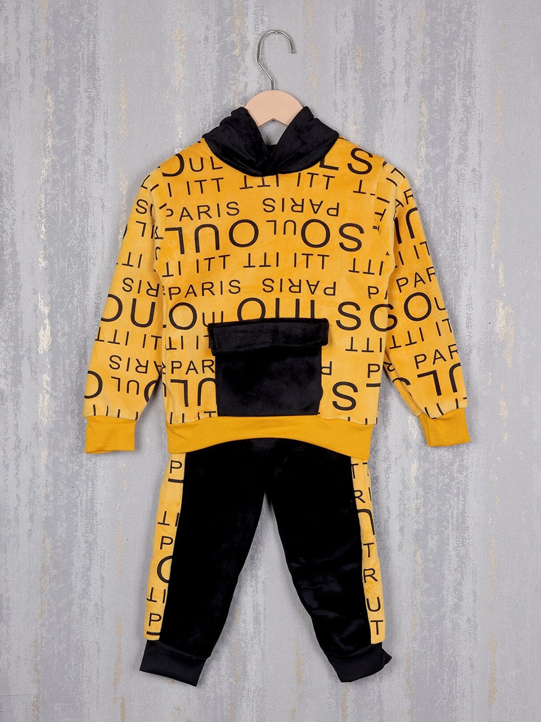 

Steele Boys Typography Printed Pure Cotton Tracksuits, Yellow