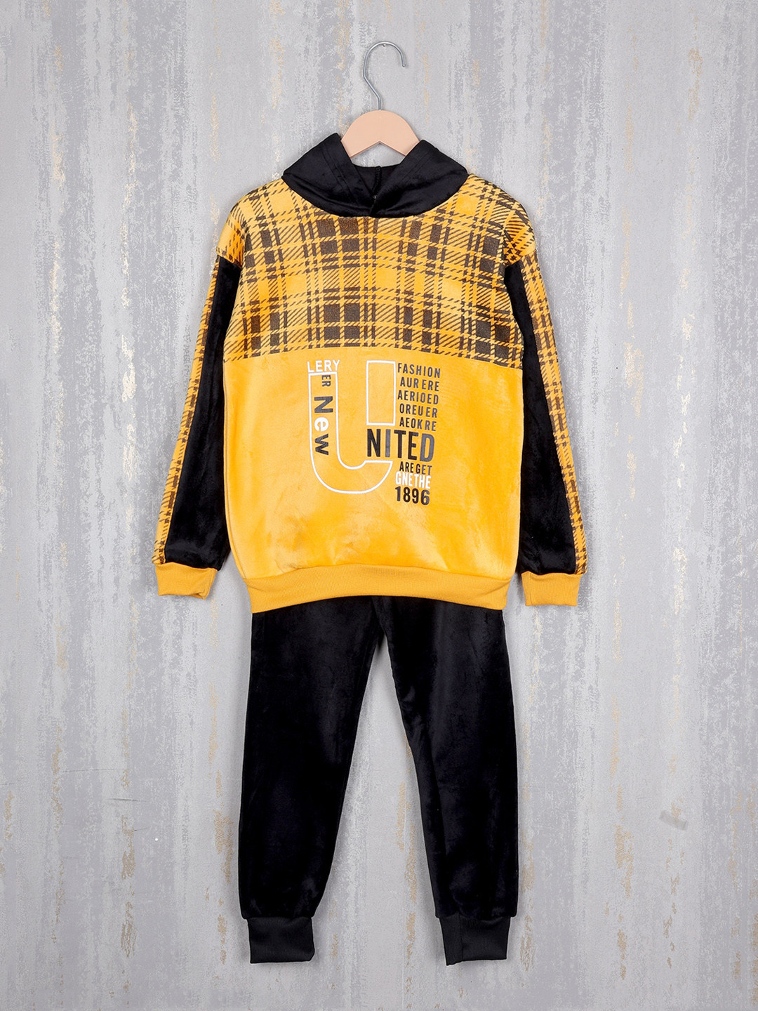 

Albion Boys Checked Pure Cotton Hooded Tracksuits, Yellow