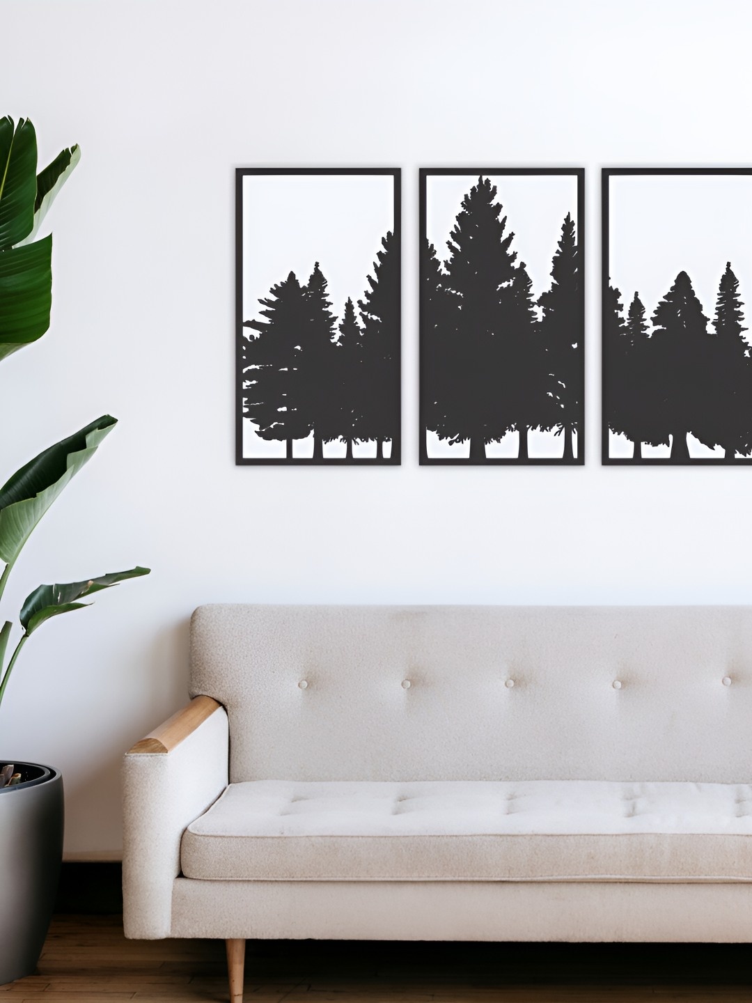 

CVANU Black & White 3 Pieces Wooden Tree Cutout Wall Art