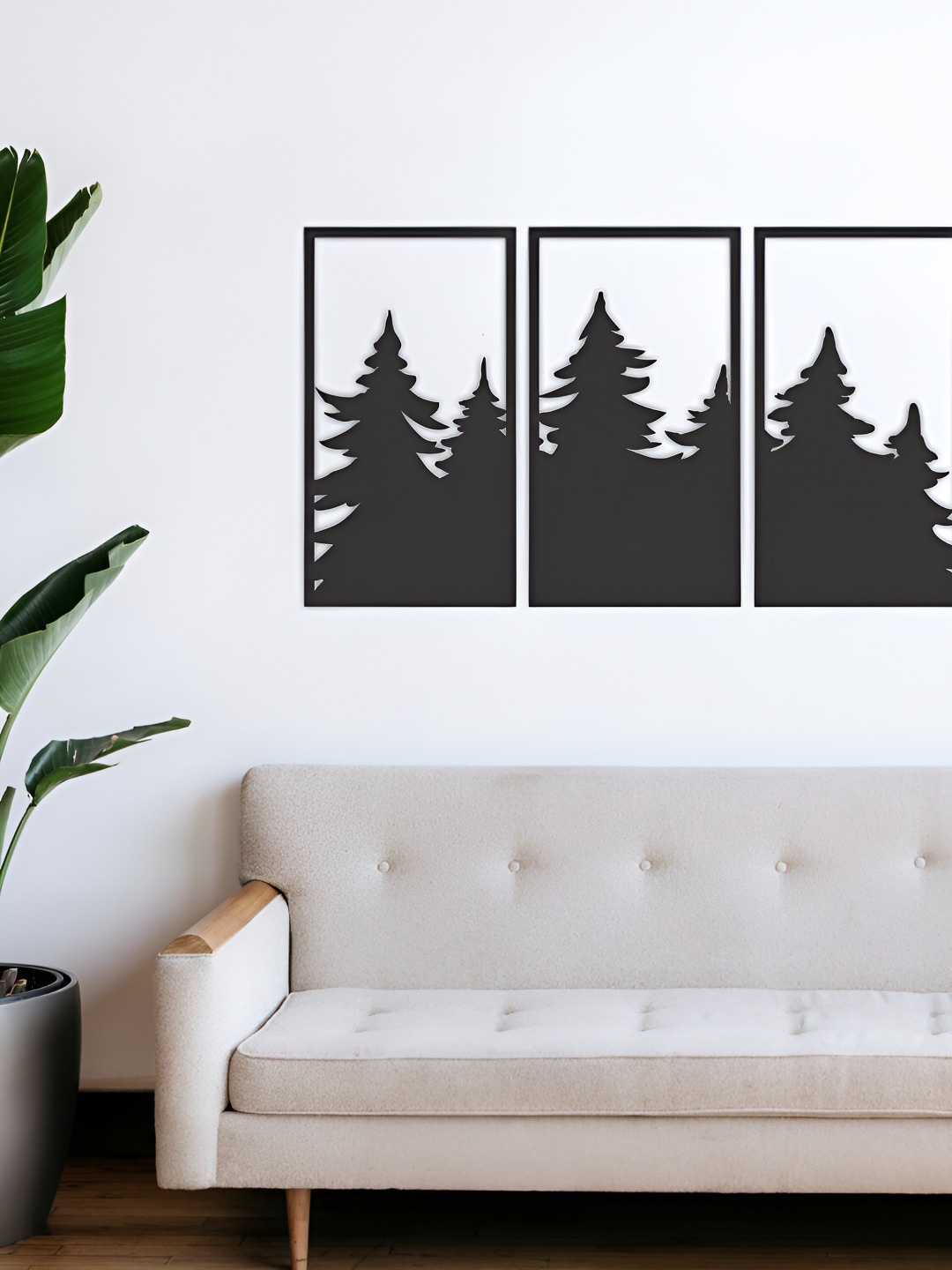 

CVANU Black 3 Peice Wooden Laser Cutting Tree Cutout Wall Hanging