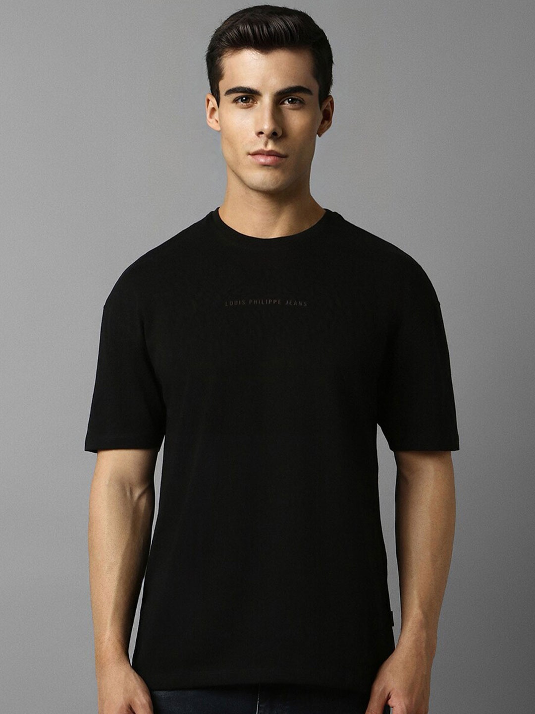 

Louis Philippe Jeans Round Neck Pure Cotton T-shirt, Black