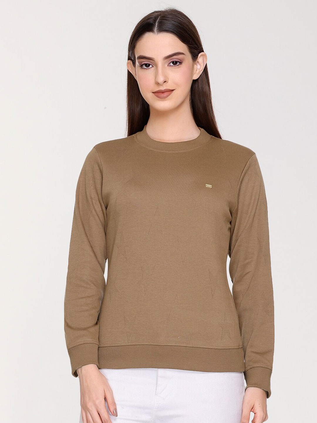 

UNEMODE Round Neck Cotton Pullover, Brown