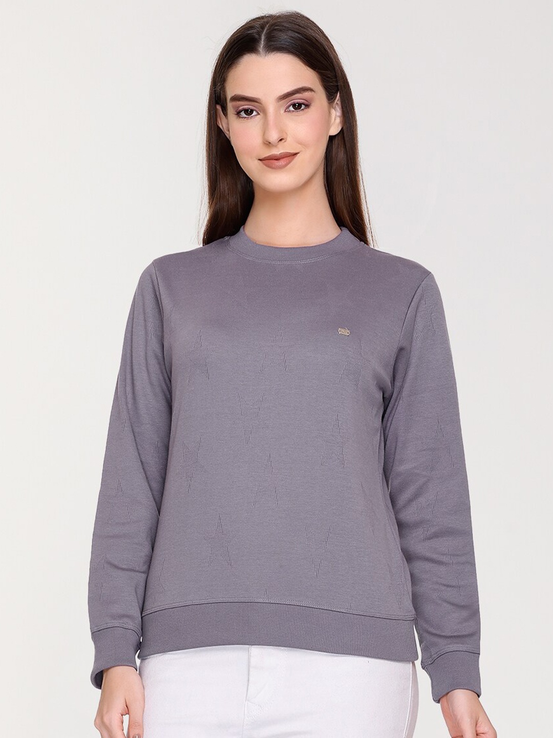 

UNEMODE Round Neck Cotton Pullover, Purple