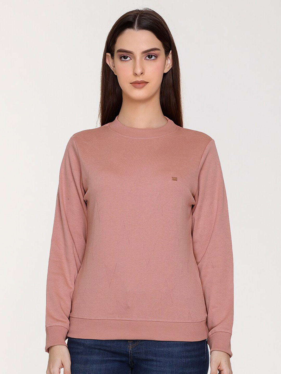 

UNEMODE Round Neck Cotton Pullover, Pink