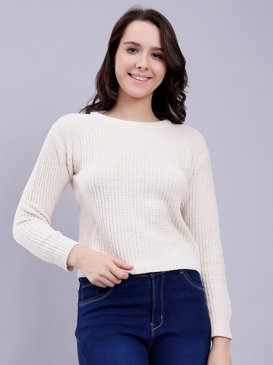 

Malachi Open Knit Long Sleeves Acrylic Pullover, Cream