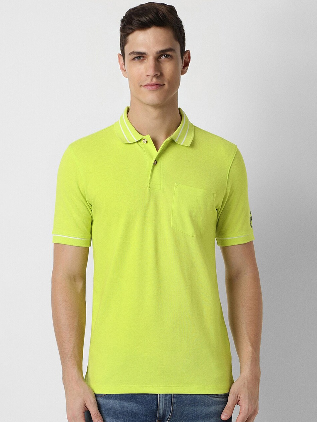 

Peter England Polo Collar T-shirt, Fluorescent green