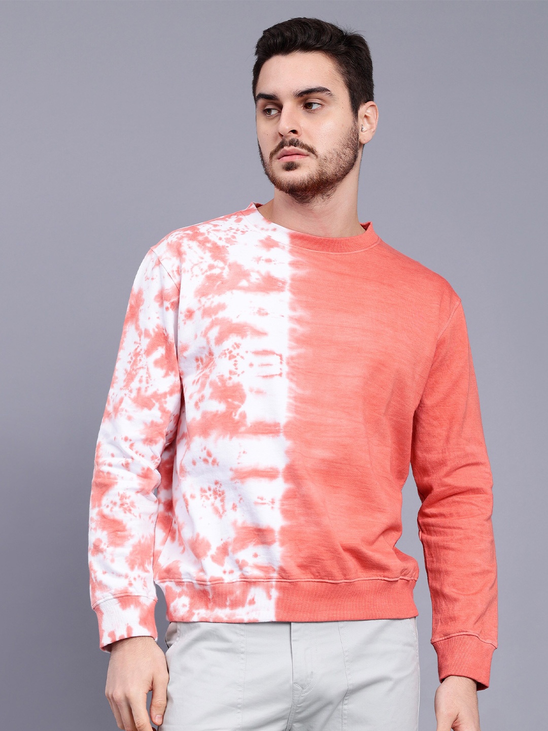 

PEPLOS Abstract Printed Cotton Pullover Sweatshirt, Peach