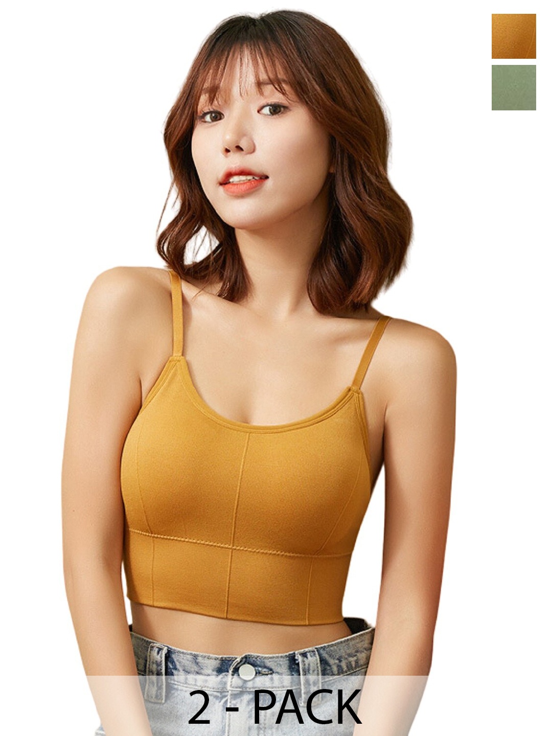 

MYYNTI Pack Of 2 Dry Fit Full Coverage Everyday Bra All Day Comfort, Green