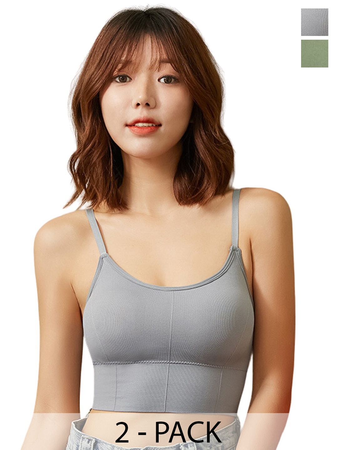 

MYYNTI Pack Of 2 Dry Fit Full Coverage Cotton Everyday Bra All Day Comfort, Green