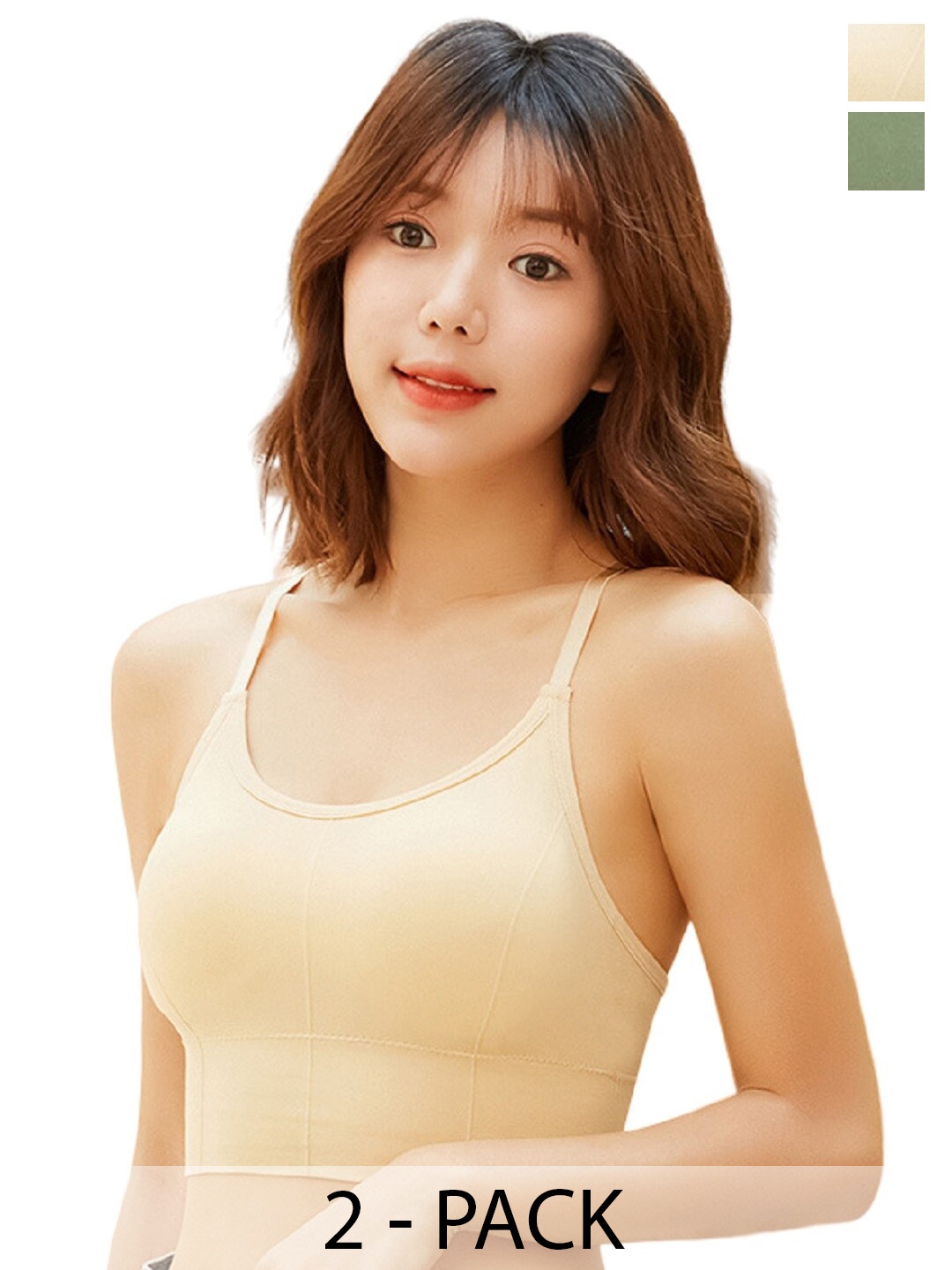 

MYYNTI Pack Of 2 Dry Fit Full Coverage Cotton Everyday Bra All Day Comfort, Green