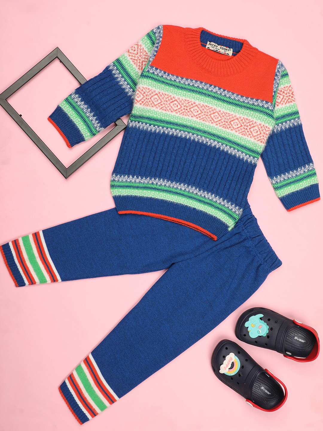 

V-Mart Boys Printed Pure Cotton Sweatshirt with Trousers, Blue