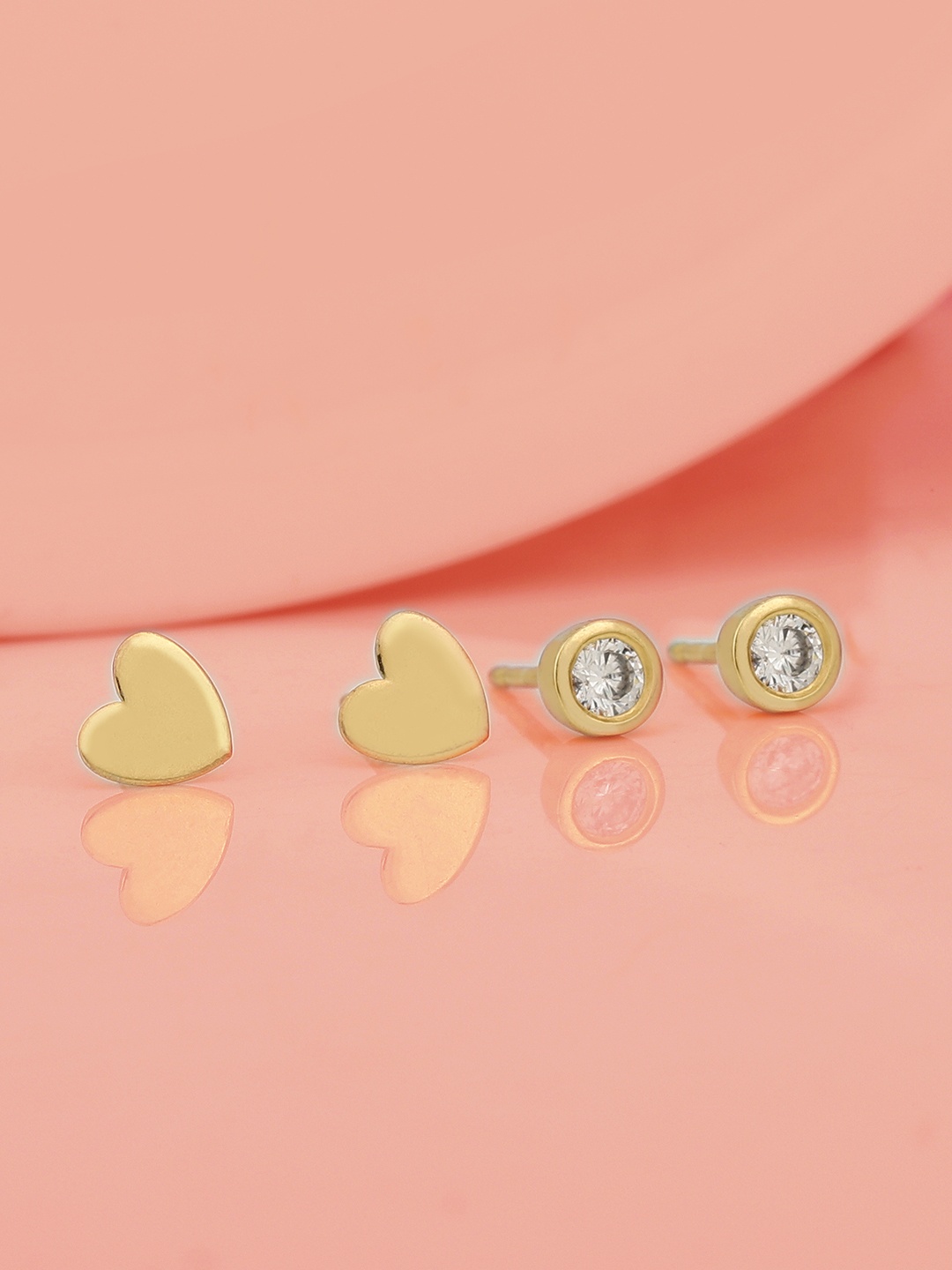 

Carlton London Girls Set of 2 Gold-Plated Heart Shaped Studs Earrings