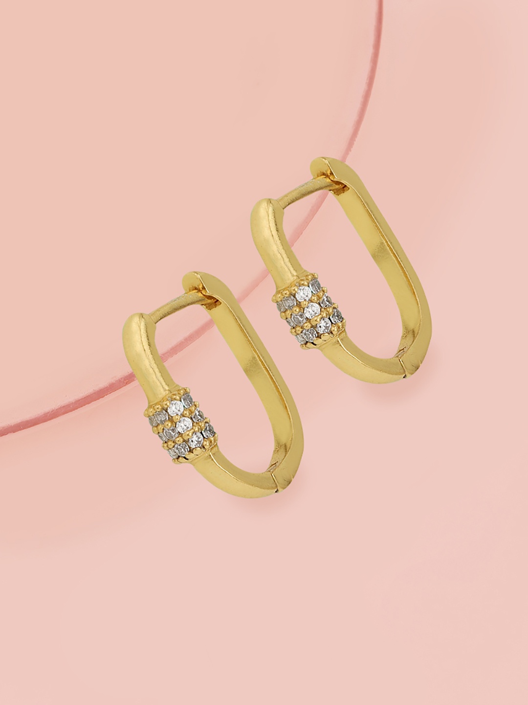 

Carlton London Women Gold-Plated CZ-Studded Contemporary Hoop Earrings