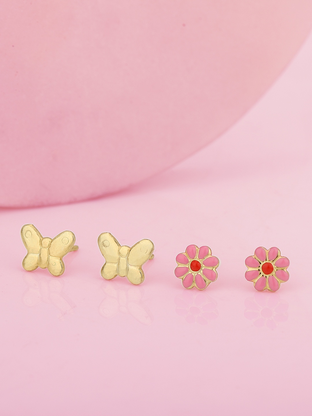 

Carlton London Girls Set of 2 Gold-Plated Floral Studs Earrings