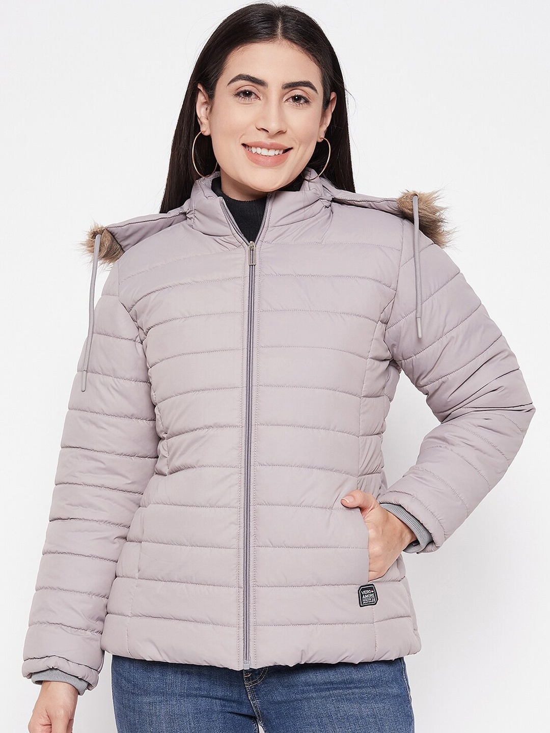 

VERO AMORE Lightweight Hooded Puffer Jacket, Grey