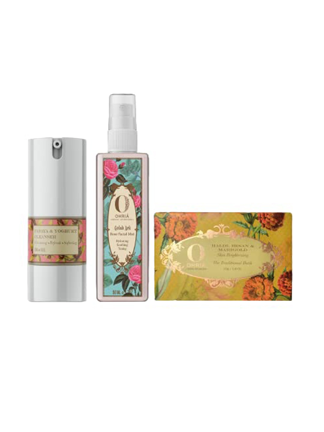 

OHRIA AYURVEDA Set Of 3 Facial Mist - 50ml-Cleanser - 15ml-Bathing Bar - 50g, White