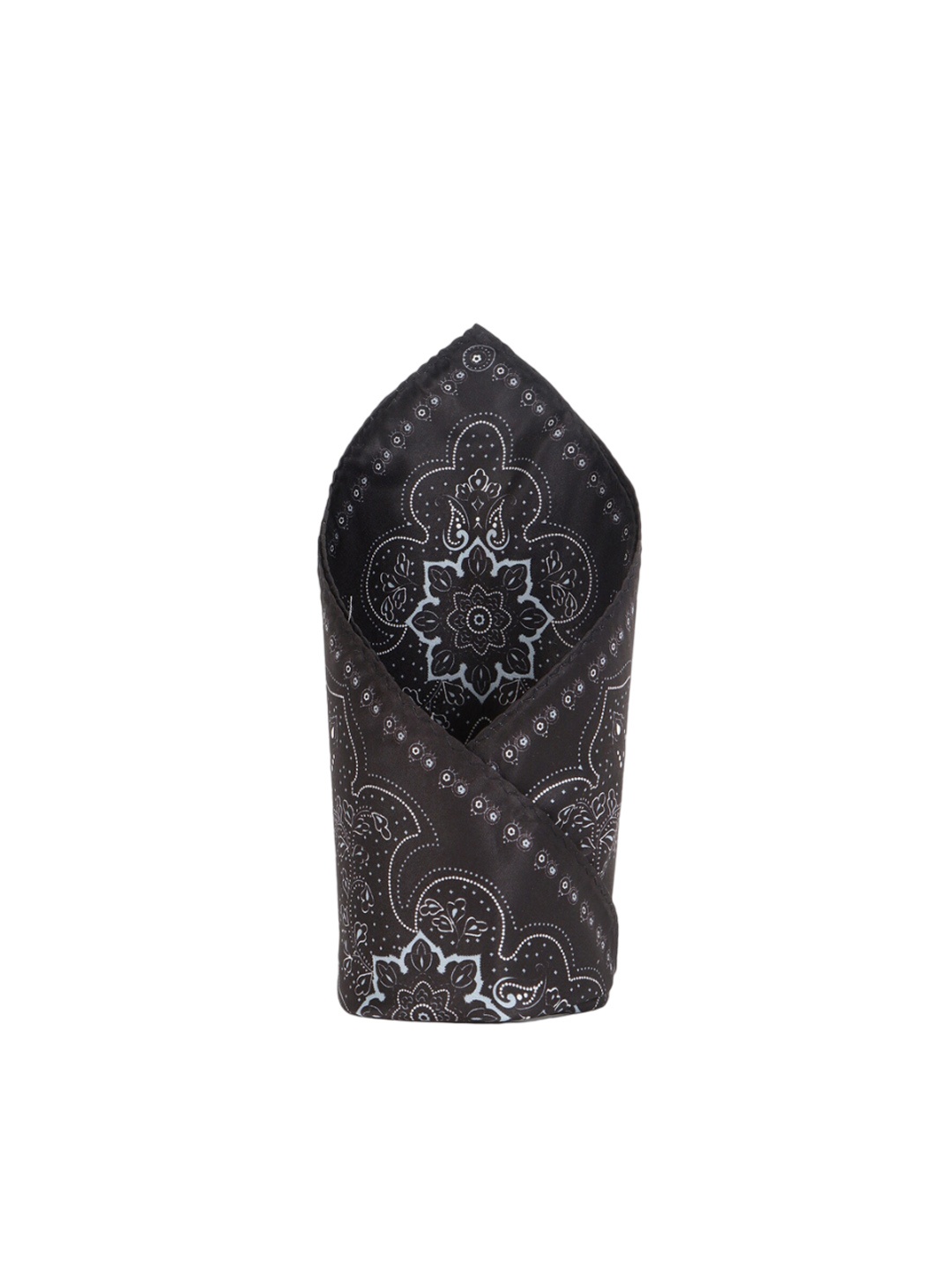 Allen Solly Ethnic Motifs Printed Microfiber Pocket Square, Black