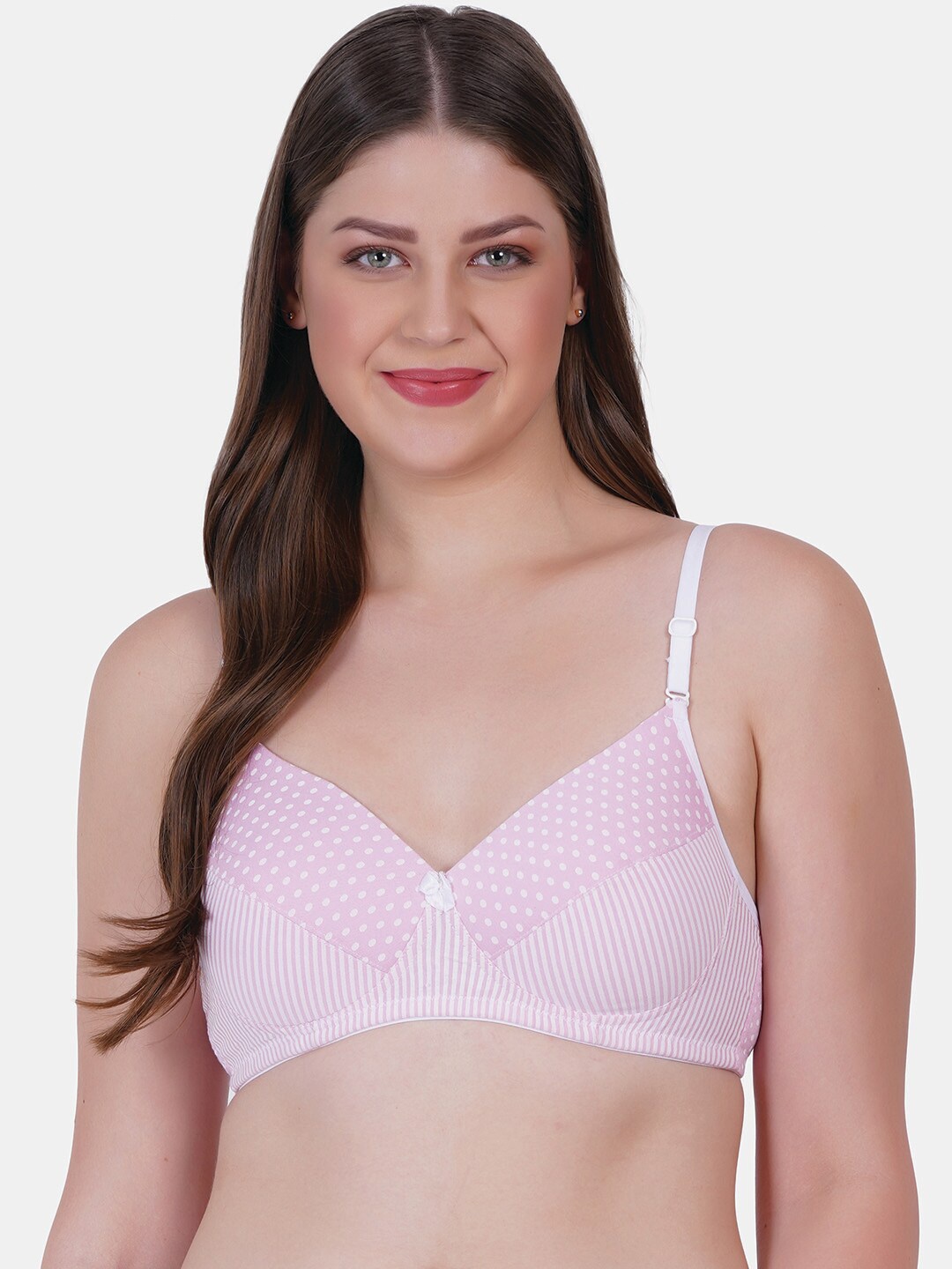 

Reveira Polka Dot Printed Medium Coverage Lightly Padded Everyday Bra, Rose