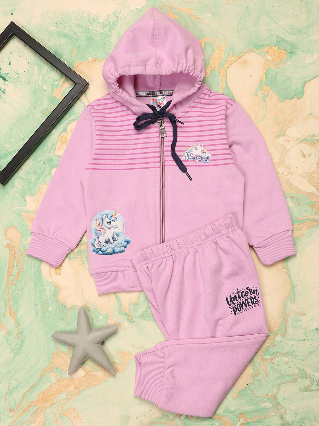 

V-Mart Infants Striped Hooded Pure Cotton Sweater With Trouser, Purple